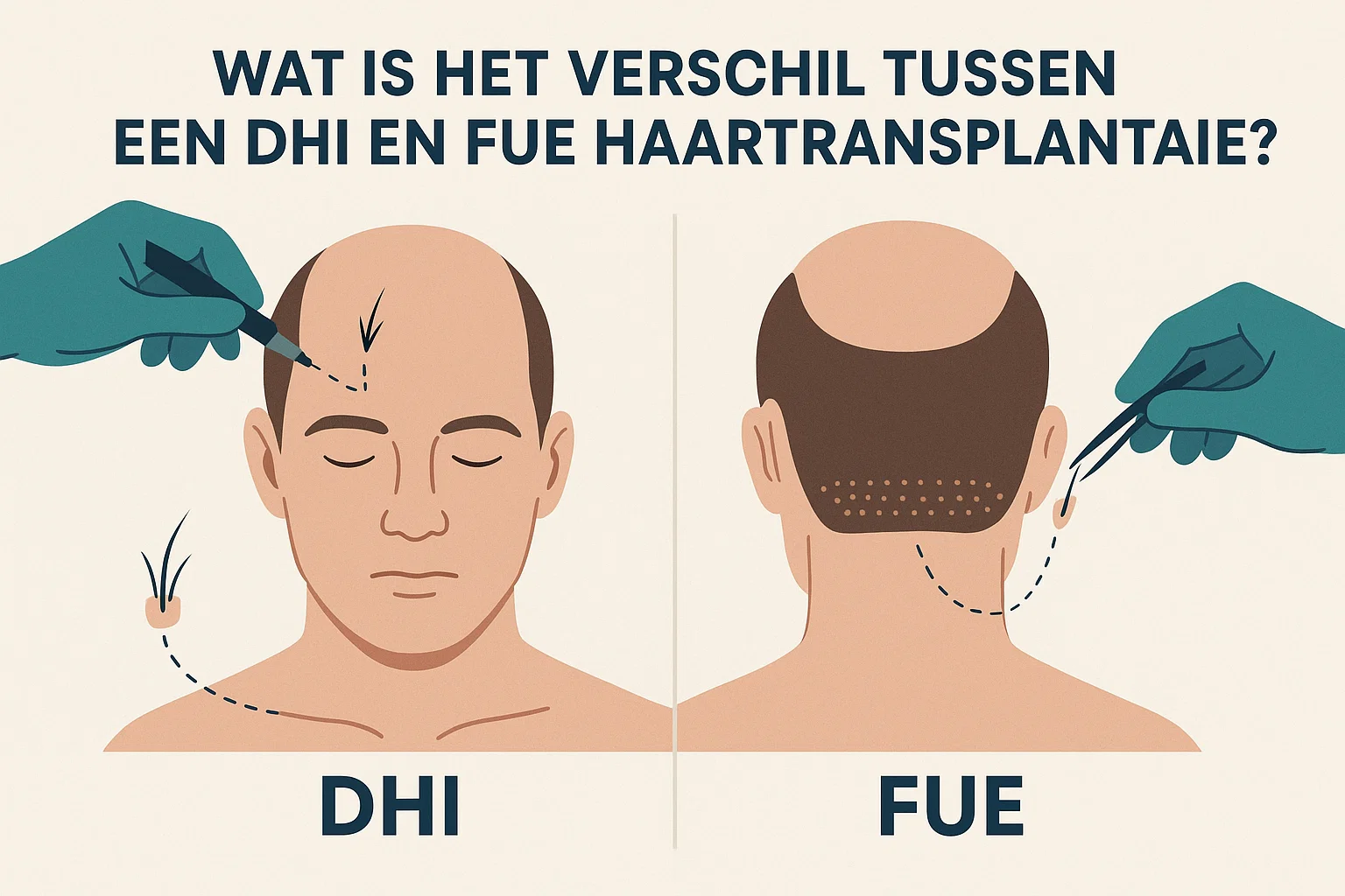 Verschil tussen DHI en FUE Haartransplantatie uitgelegd